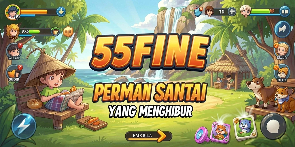 Tampilan gameplay yang ceria dan menarik dalam 55FIVE.