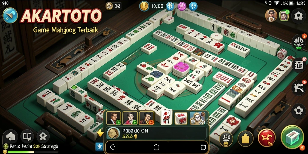 Gameplay seru AKARTOTO dengan ubin Mahjong berwarna-warni.