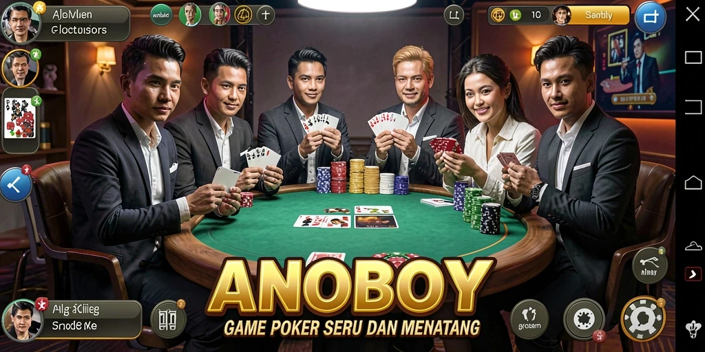 Screenshot permainan poker di ANOBOY yang menegangkan dan menarik.