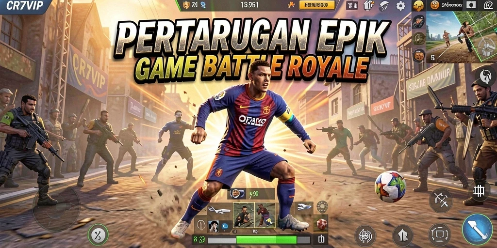 Tampilan gameplay intens dalam pertarungan Battle Royale.