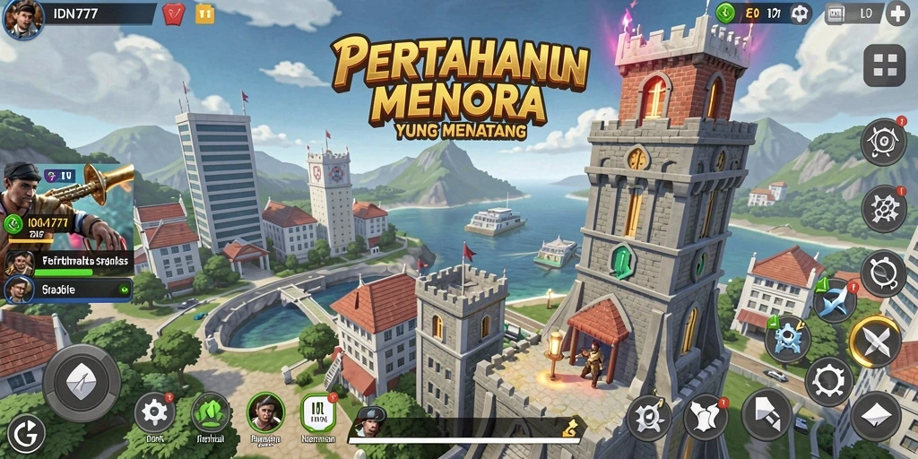 Tampilan gameplay menara pertahanan yang mendebarkan di IDN777.