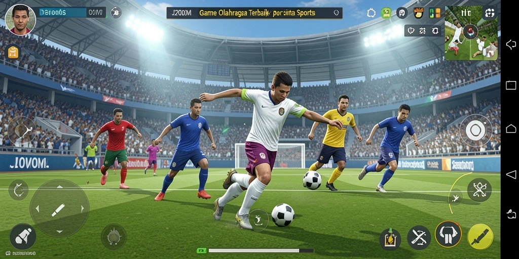 Screenshot gameplay J200M menunjukkan aksi seru dalam permainan olahraga.