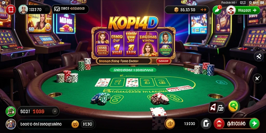 Screenshot gameplay KOPI4D dengan dealer langsung dan suasana kasino.