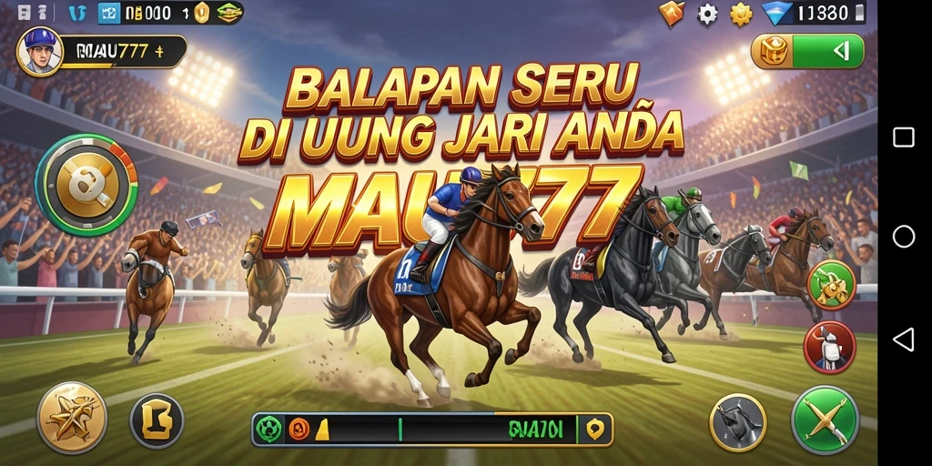 Screenshot gameplay <strong>MAU777</strong> menampilkan aksi balapan yang mendebarkan.