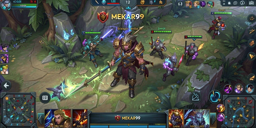 Tampilan permainan MOBA yang seru dan penuh aksi.