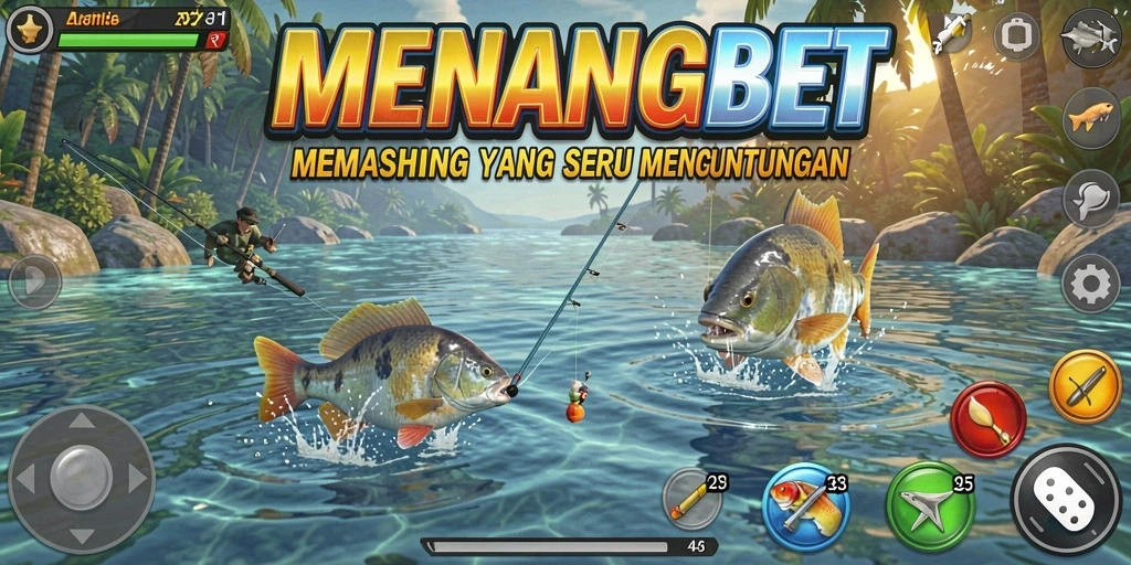 Tampilan gameplay <strong>MENANGBET</strong> saat pemain menangkap ikan besar.