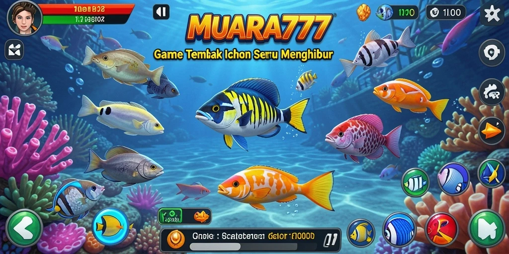 Tampilan gameplay MUARA777 yang menampilkan aksi menembak ikan.