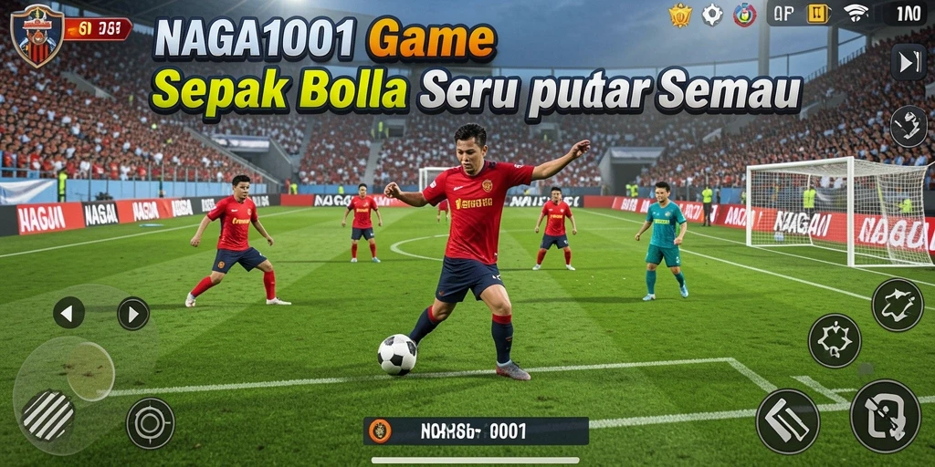 Tampilan gameplay seru dalam pertandingan sepak bola.