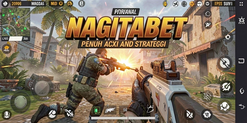 Screenshot utama NAGITABET menampilkan pertempuran TPS yang intens.