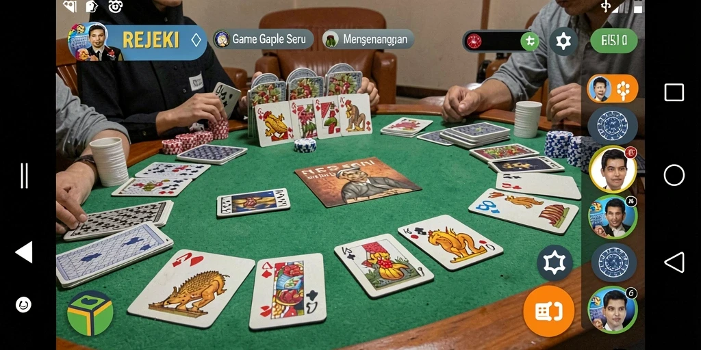 Tampilan gameplay seru dari REJEKI dalam permainan Gaple.