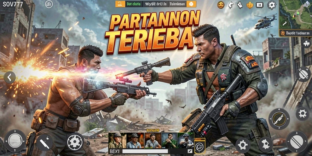 Gameplay mendebarkan SOV777 dalam pertarungan Battle Royale.