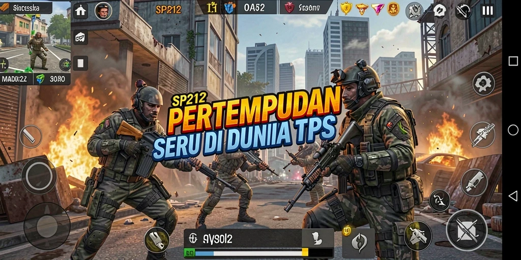 Screenshot SP212 menampilkan aksi pertempuran TPS yang mendebarkan.