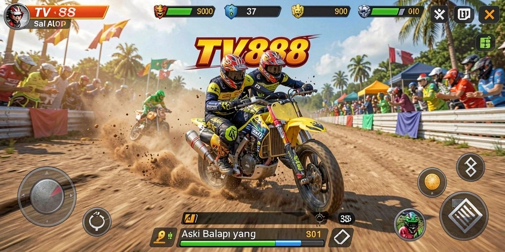 Gameplay seru TV888 dalam balapan yang penuh aksi.