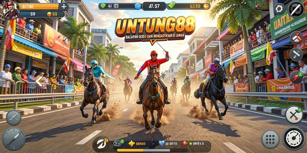 Screenshot utama UNTUNG88 menampilkan aksi balap yang mendebarkan.