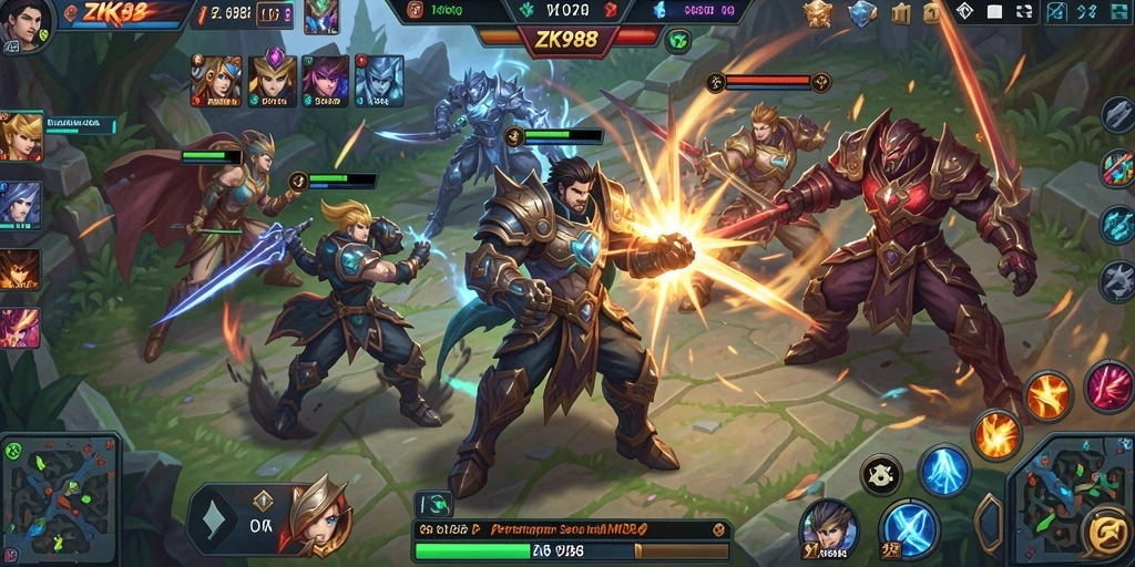 Tampilan gameplay seru dari ZK988 yang menggabungkan strategi dan pertarungan.